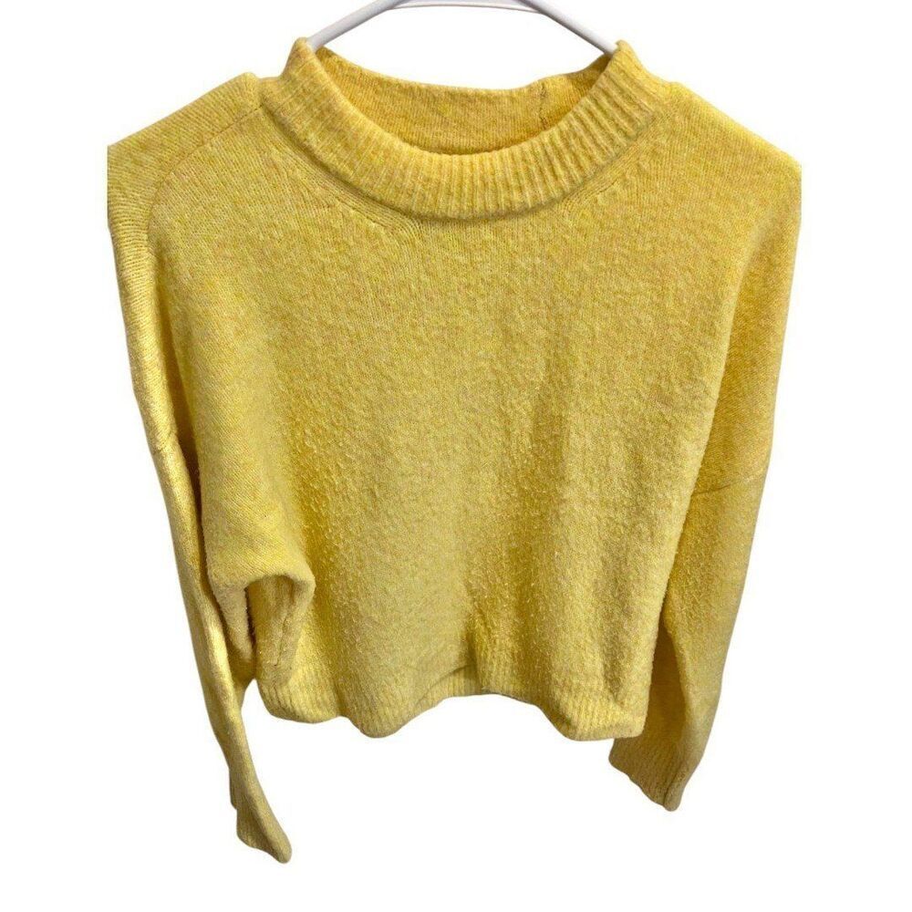 Abercrombie & Fitch Women Small Sunny Butter Yellow Knit Crewneck Sweatshirt - Picture 2 of 9